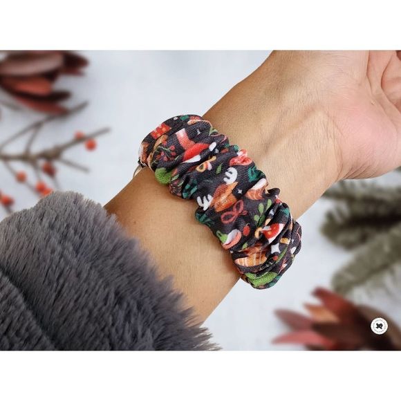 Christmas Ornament Scrunchies Band for Apple Watch, Fitbit, 20mm Samsung Watch - Picture 2 of 5